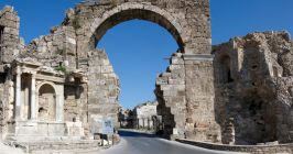 Side, Türkei, antike Stadt, Ruinen, Türkische Riviera, Mittelmeer