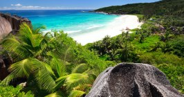 Seychellen, Indischer Ozean, Tropisch, La Digue, Idylle, Bucht, Strand, Landschaft, Lagune